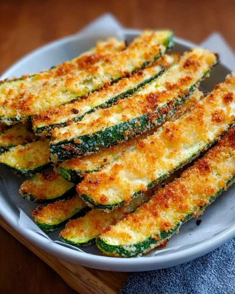 Leckere Parmesan-Zucchini-Pommes auf einem Teller angerichtet