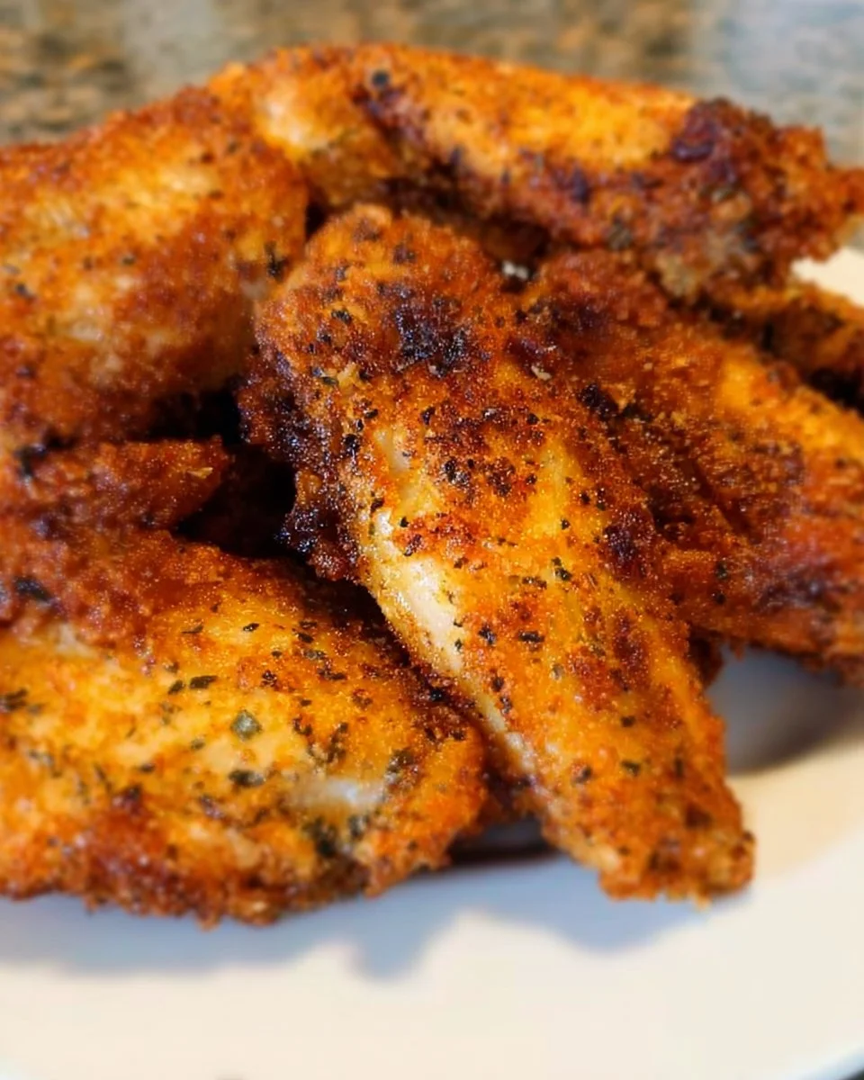 Luftfritteusenflügel mit aromatischer Trockenwürzmischung auf einem Teller