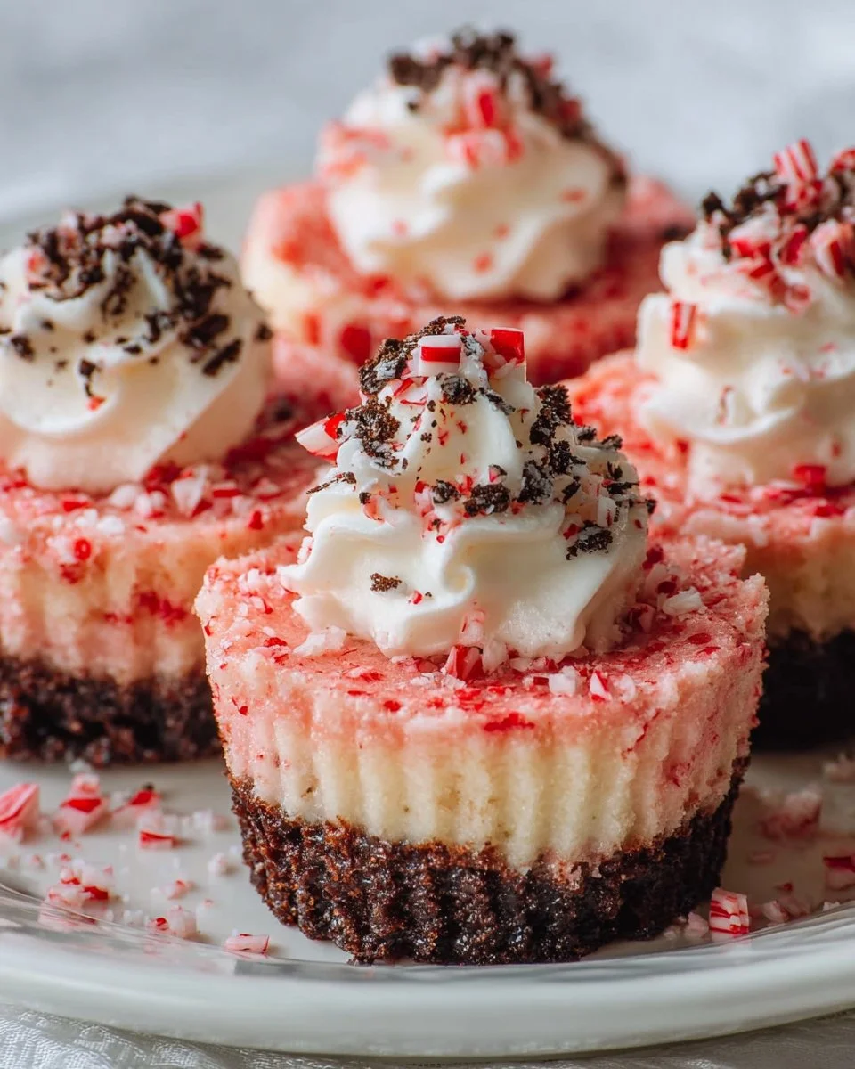 Oreo Pfefferminz Mini-Käsekuchen auf einem Teller serviert