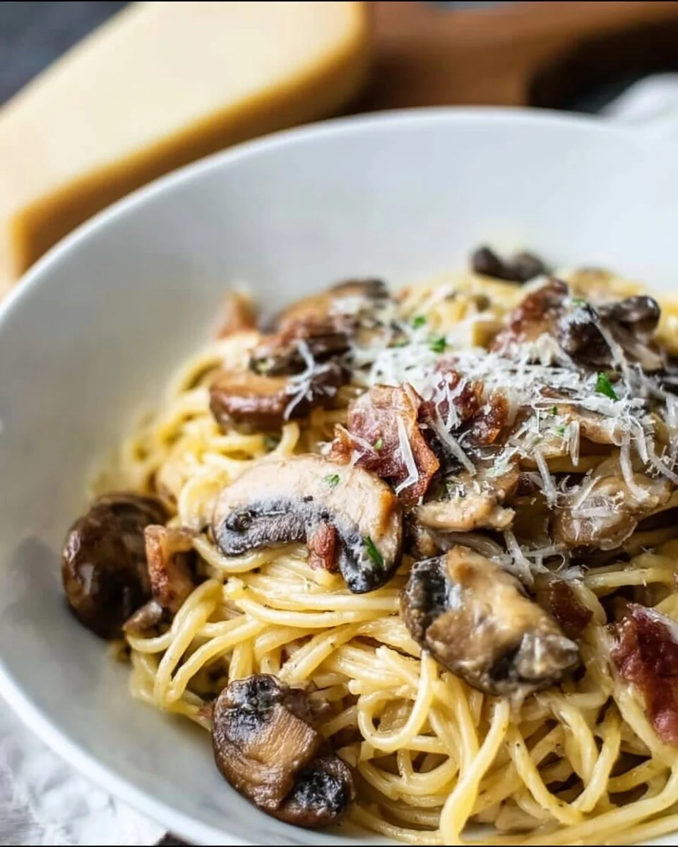 Pilz- und Parmesan-Spaghetti