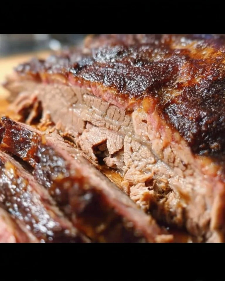 Saftig gebratene Rindfleischbrust im Ofen serviert