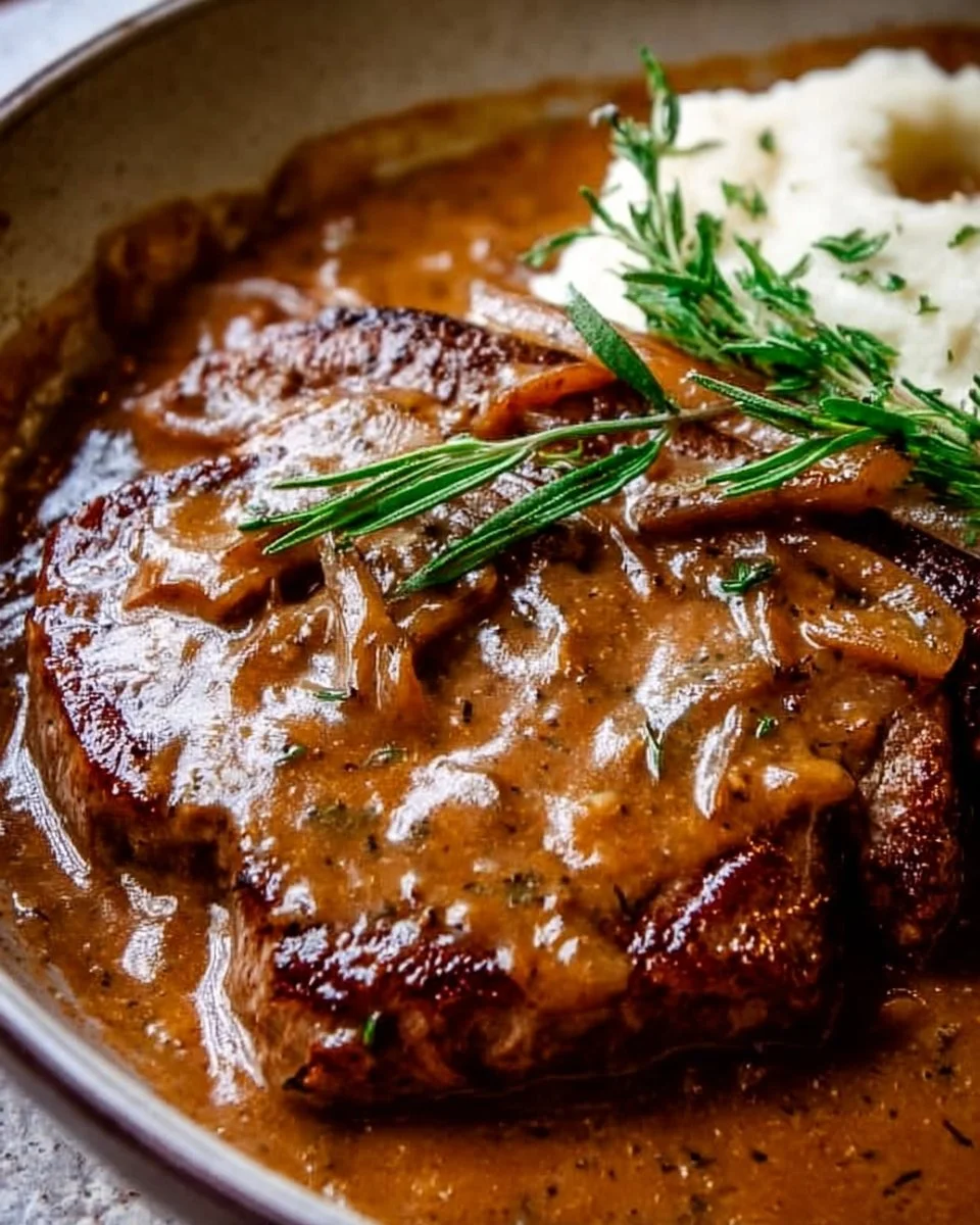 Sahnesoße überzogenes Steak