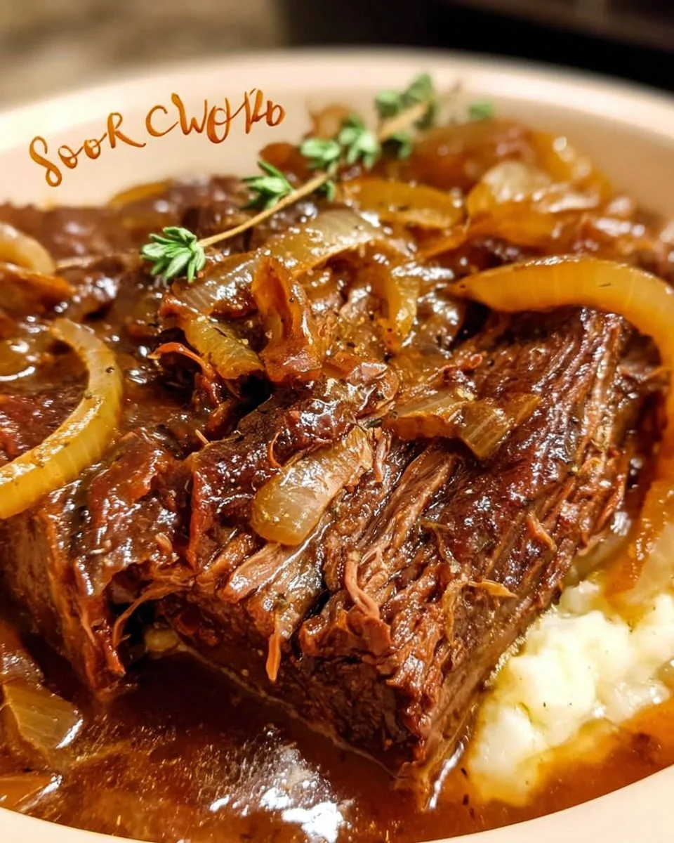 Schmortopf Französischer Zwiebelrinderbraten mit aromatischen Zutaten