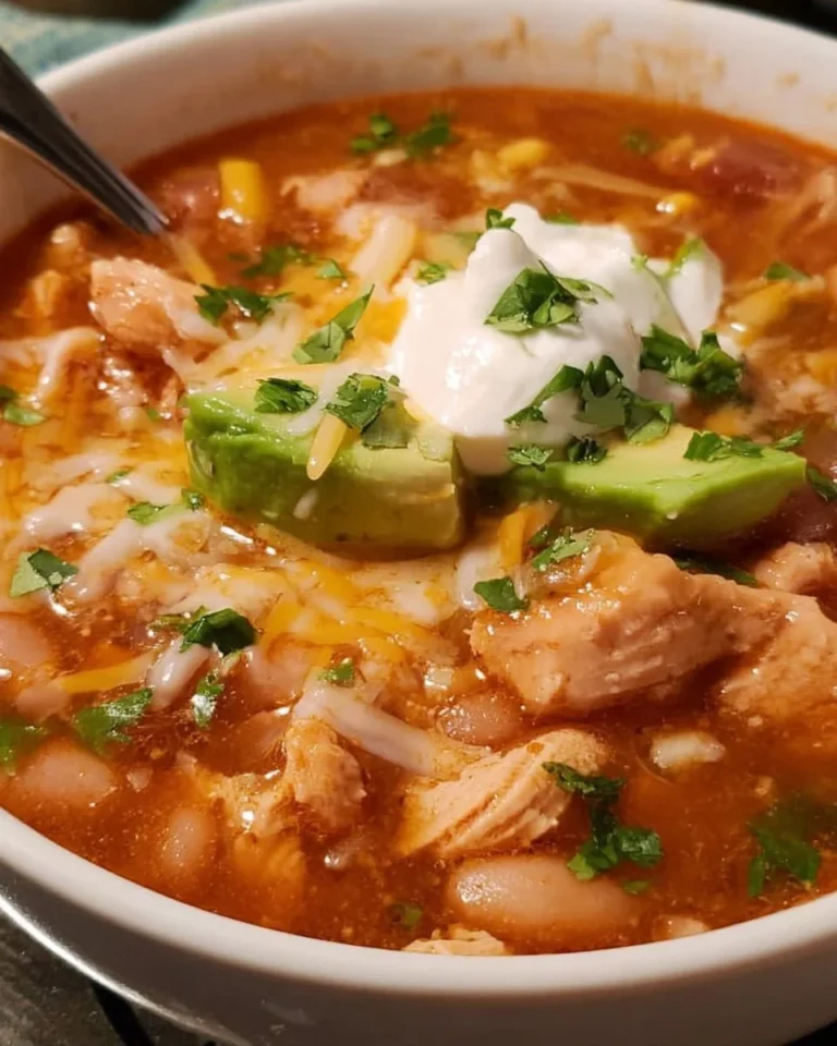 Schnelles Hühnchen Chili zubereitet im Instant Pot mit frischen Zutaten