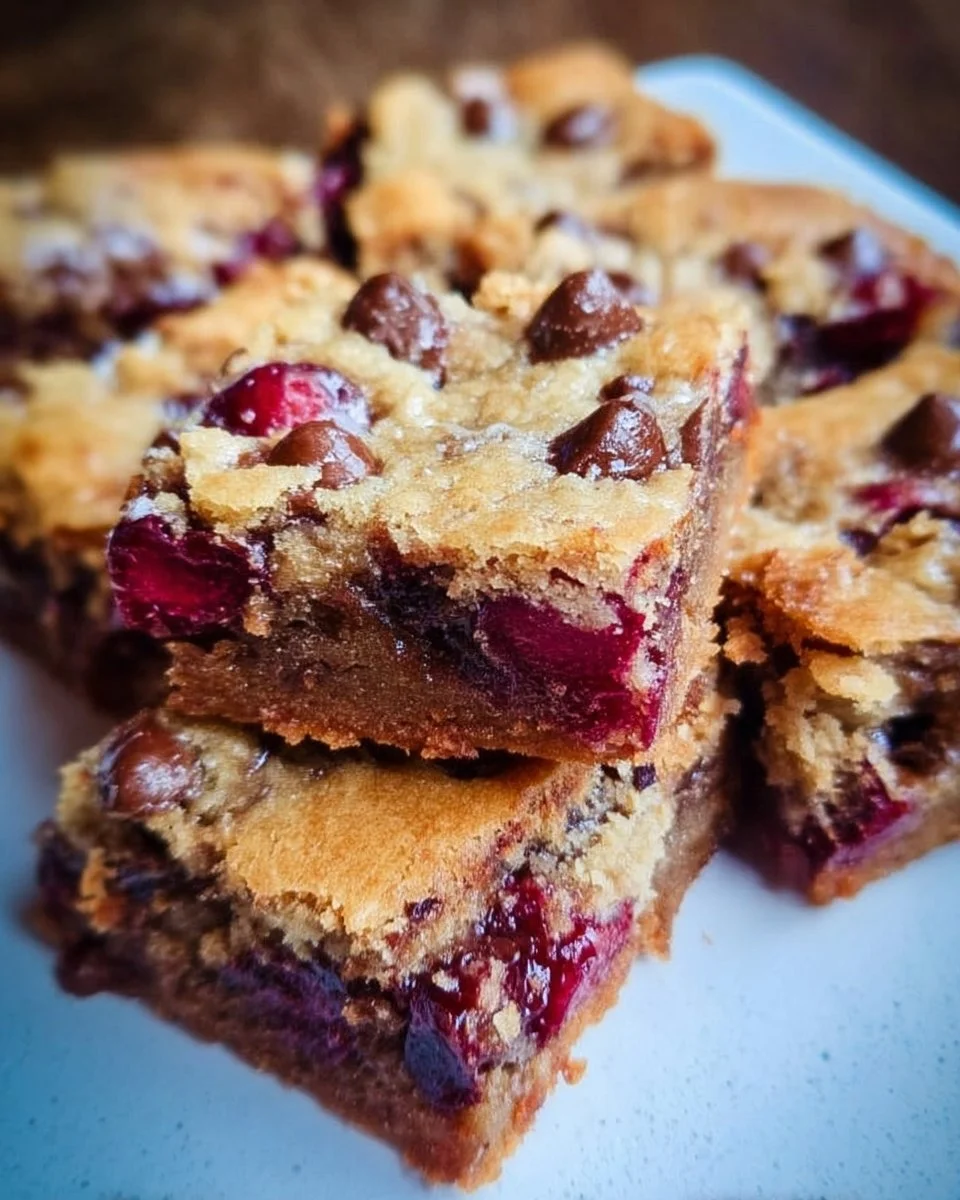 Schokoladen-Chip-Kirsch-Riegel in einer appetitlichen Anordnung