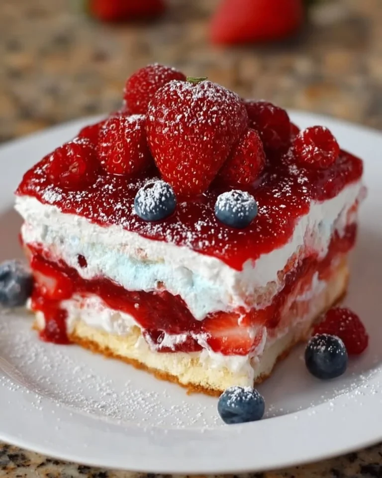 Sommer-Beeren-Gel-Dessert-Lasagne mit frischen Beeren und Schichten