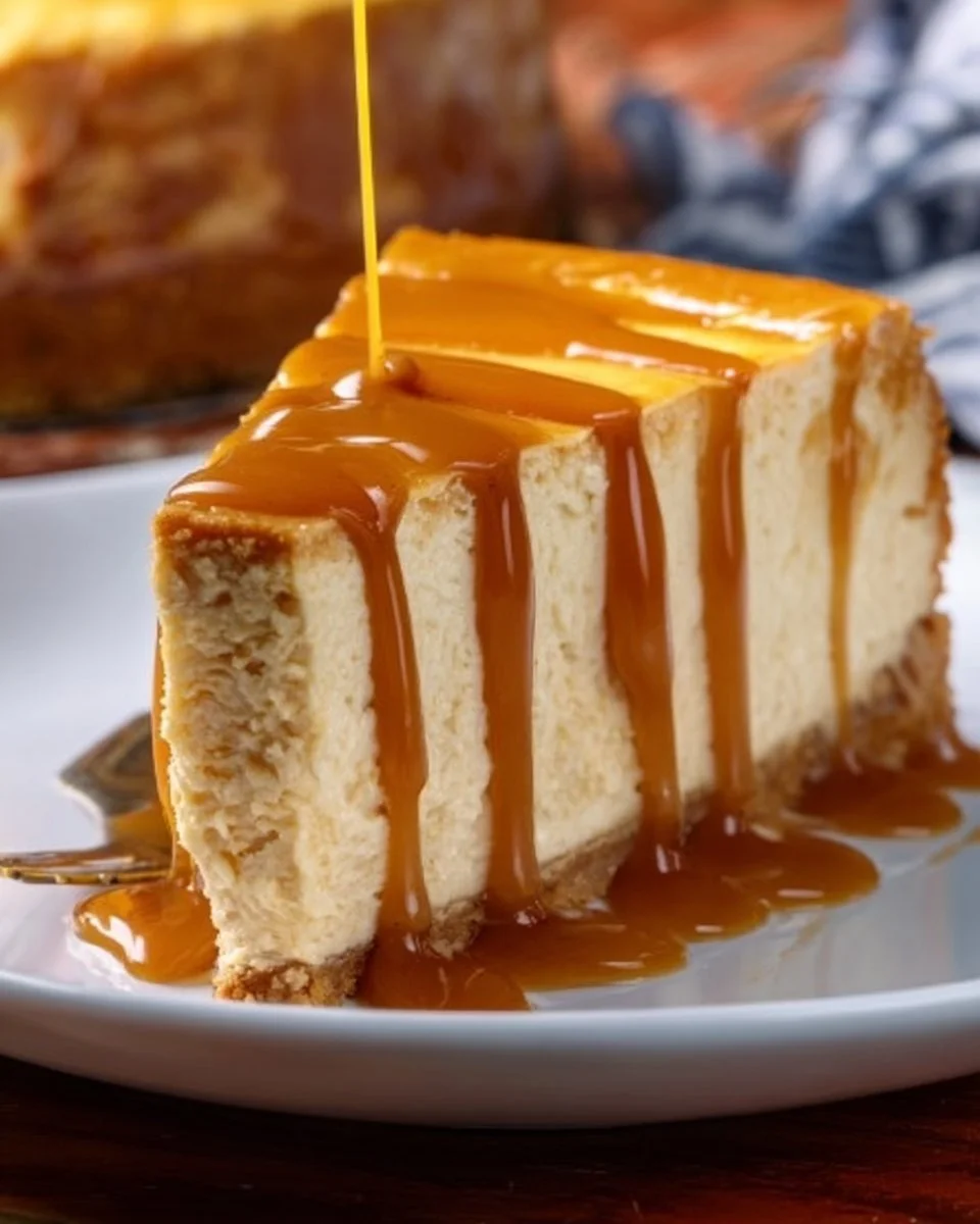 Spiced Pumpkin Cheesecake with Caramel Sauce