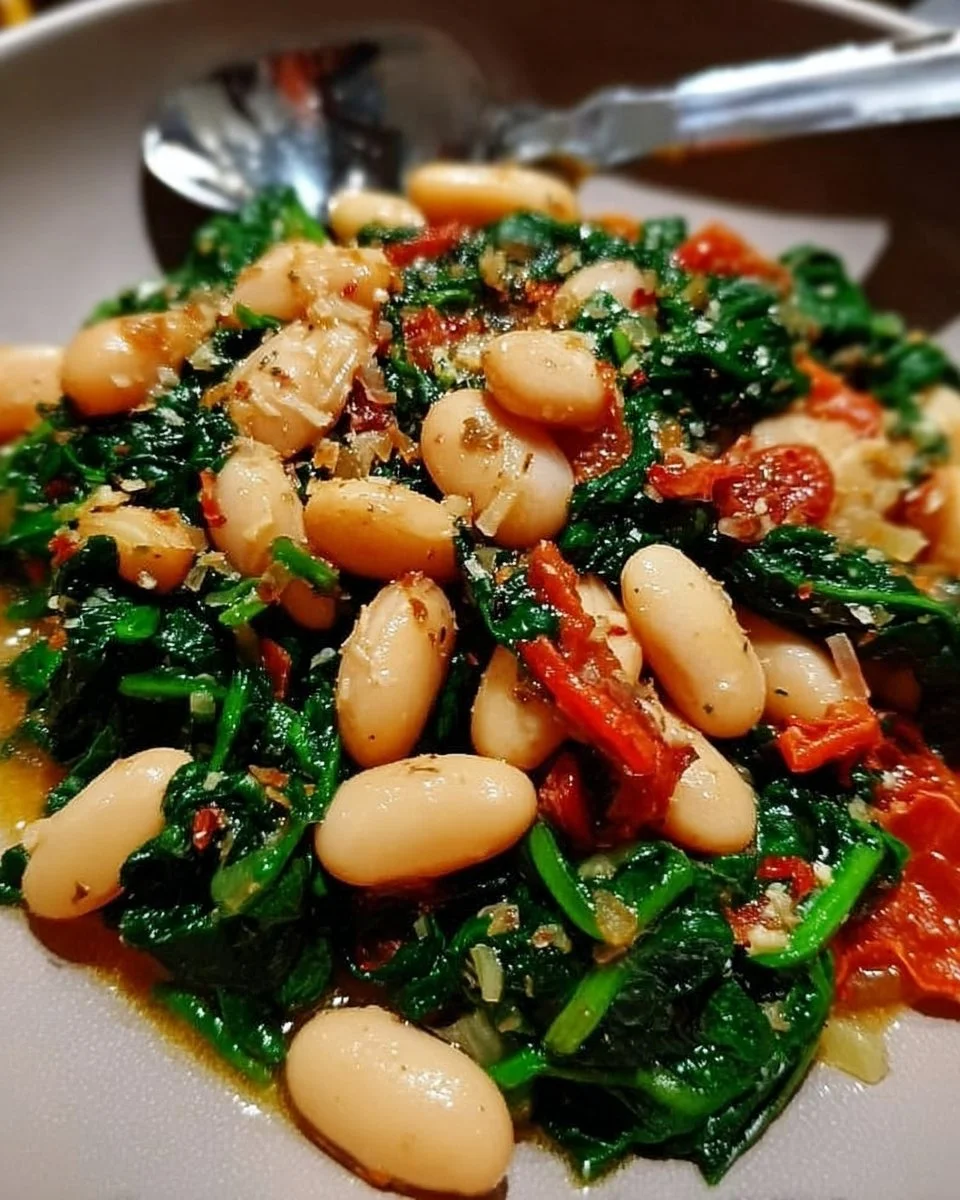 Spinat und weiße Bohnen