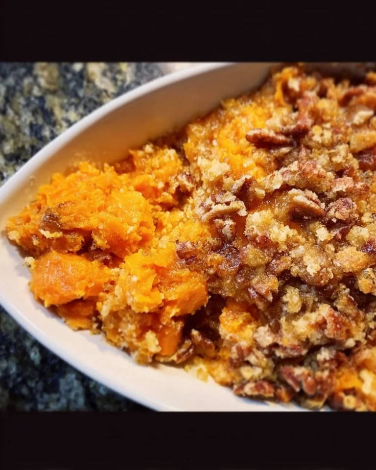 Leckeren Süßkartoffelauflauf aus dem Ofen serviert.