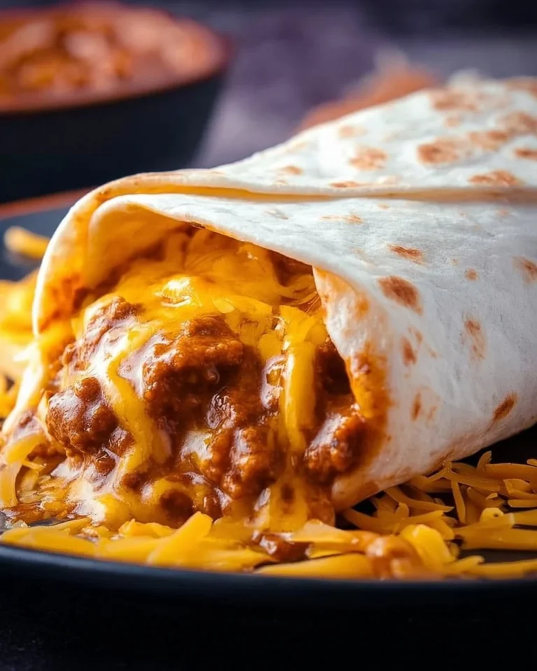 Taco Bell Chili-Cheese-Burrito mit geschmolzenem Käse und würziger Chili-Füllung.