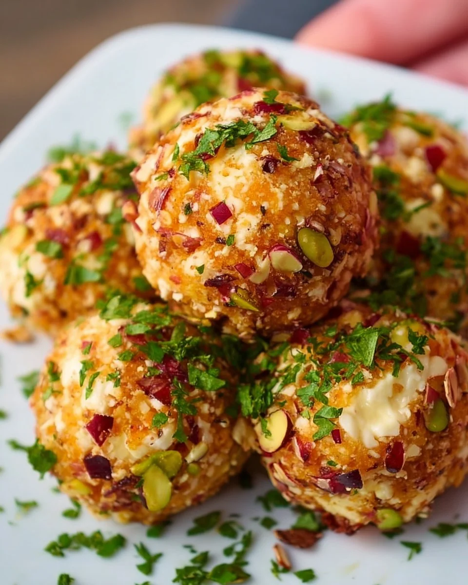 Vegane Tofu Käsebällchen auf einem Teller, serviert mit Dip.