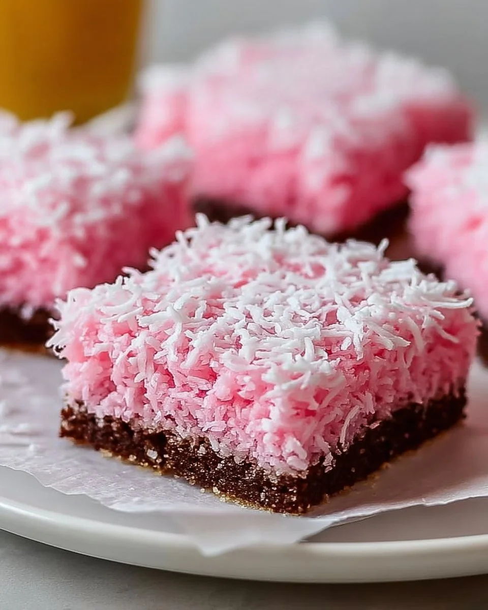 Unwiderstehliche rosa Kokosnuss-Kuchenriegel