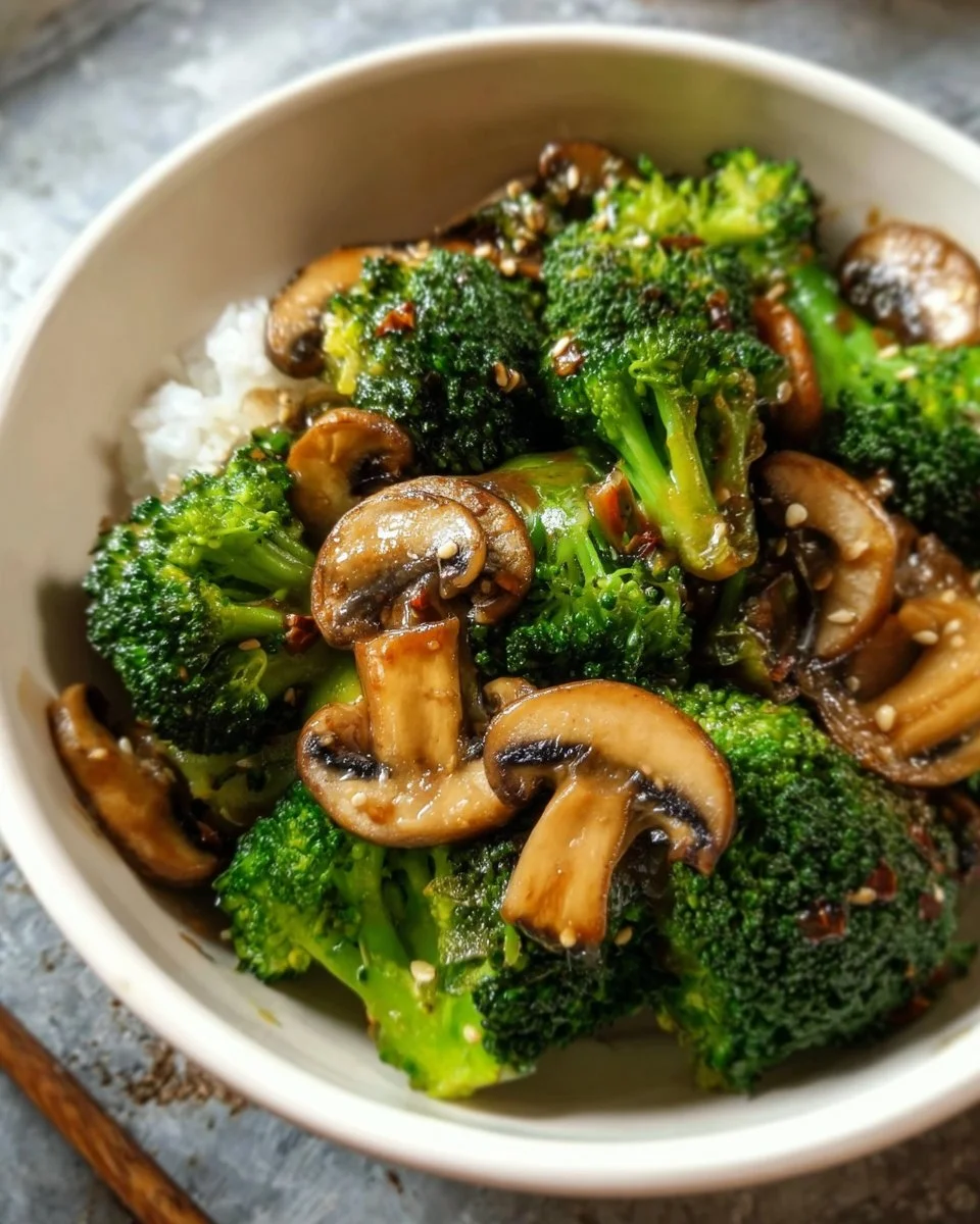 Vegan Brokkoli und Pilz Pfanne