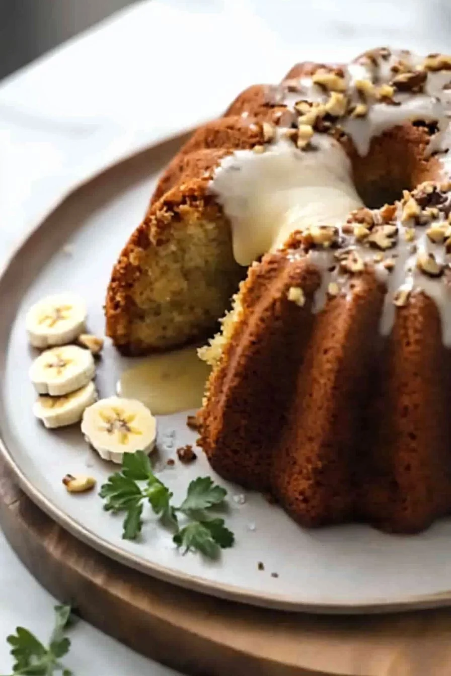 Bananen-Bundt-Kuchen mit saftigen Bananen und leckerem Zuckerguss