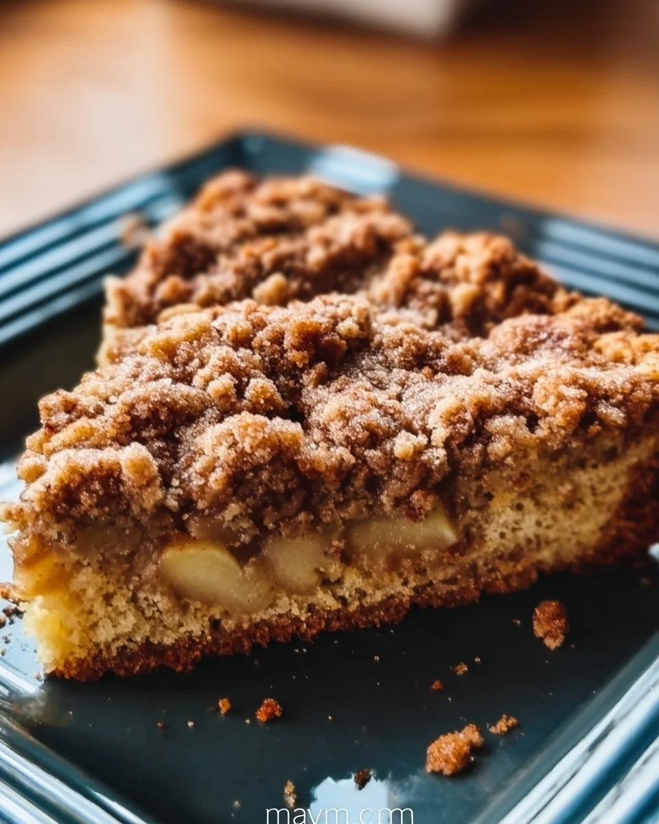 Leckeres Stück Apple Crisp Coffee Cake auf einem Teller