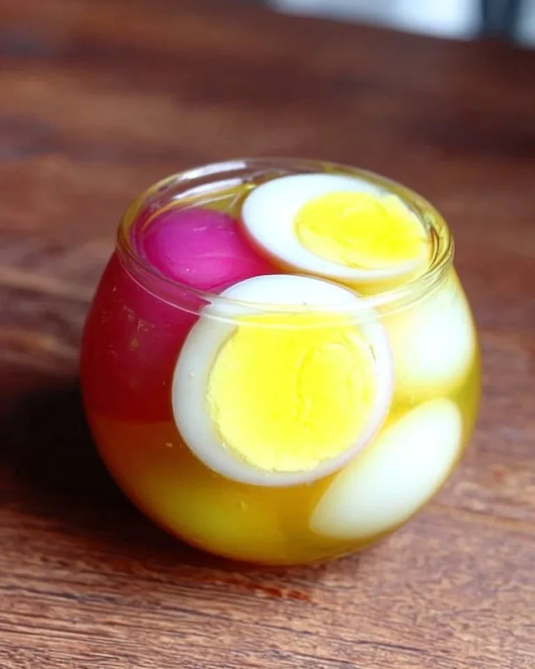 Rezept für köstliche eingelegte Eier in einem Glas