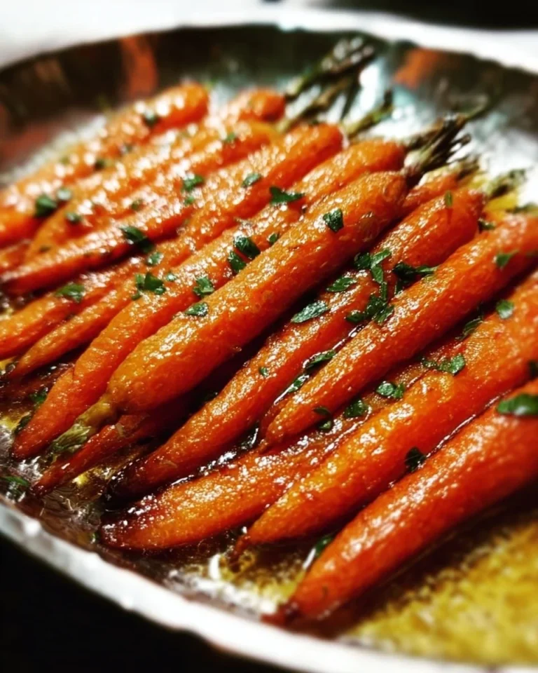 Braune Butter Honig-Glasierte Karotten auf einem Teller serviert