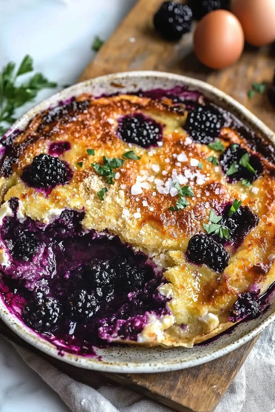 Verführerisches Brombeergratin, ein leckeres Dessert aus frischen Brombeeren.