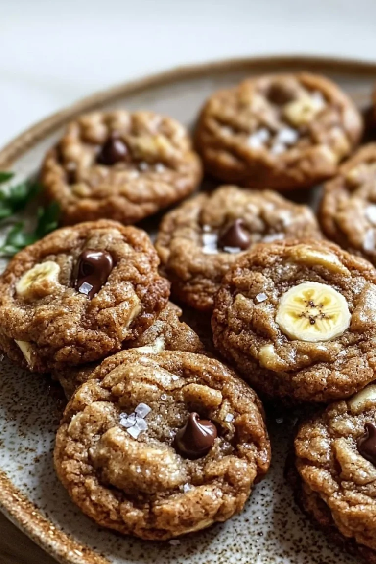 Chewy Bananenbrotkekse auf einem Teller serviert