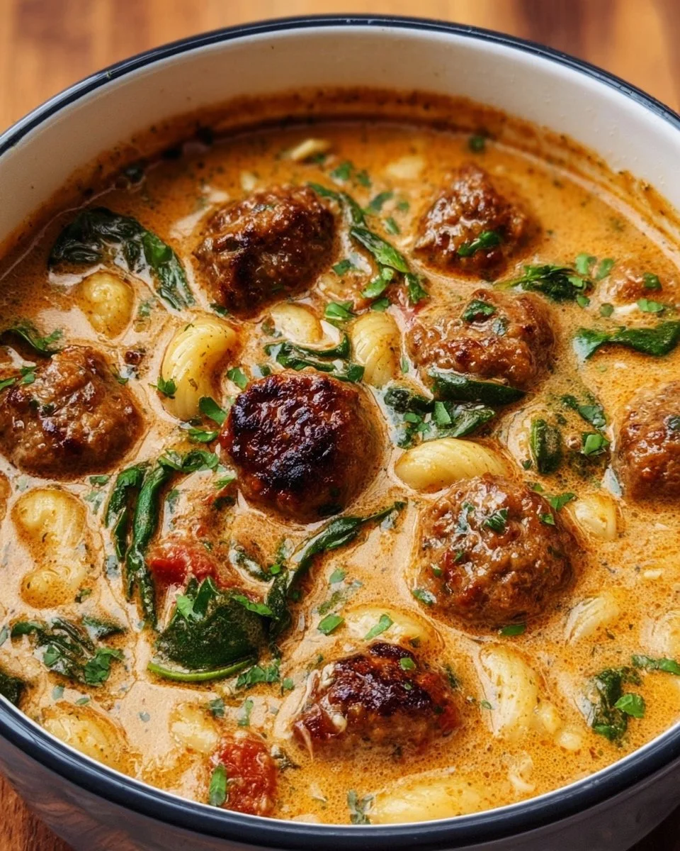 Cremige italienische Fleischbällchensuppe