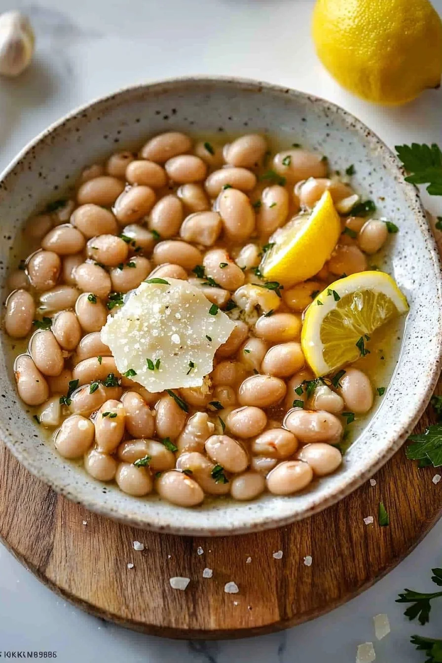 Cremige weiße Bohnen mit Parmesan und Zitrone
