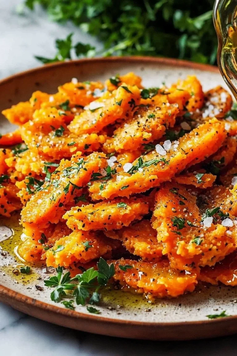 Knusprige zerkleinerte Karotten auf einem Teller, perfekt zum Snacken.