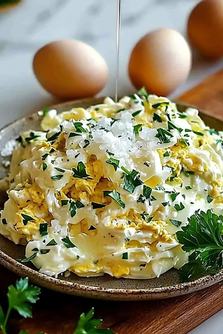 Hausgemachter Eiersalat auf einem Teller serviert
