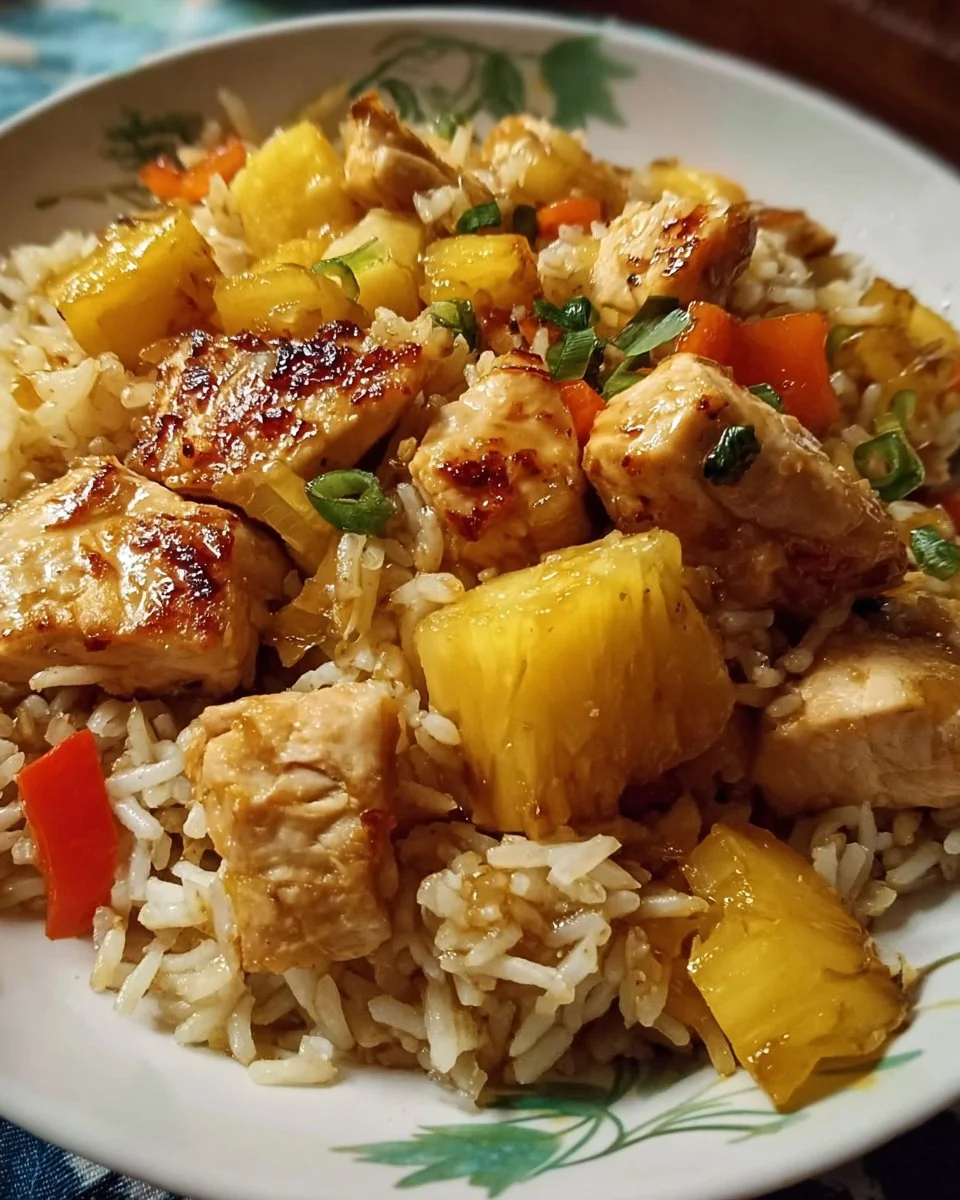 Ein-Pfannen-Ananas-Hühnchen & Reis