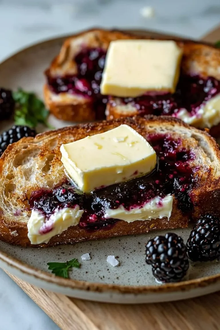Brie-Brombeer-Toast mit frischen Brombeeren auf knackigem Brot