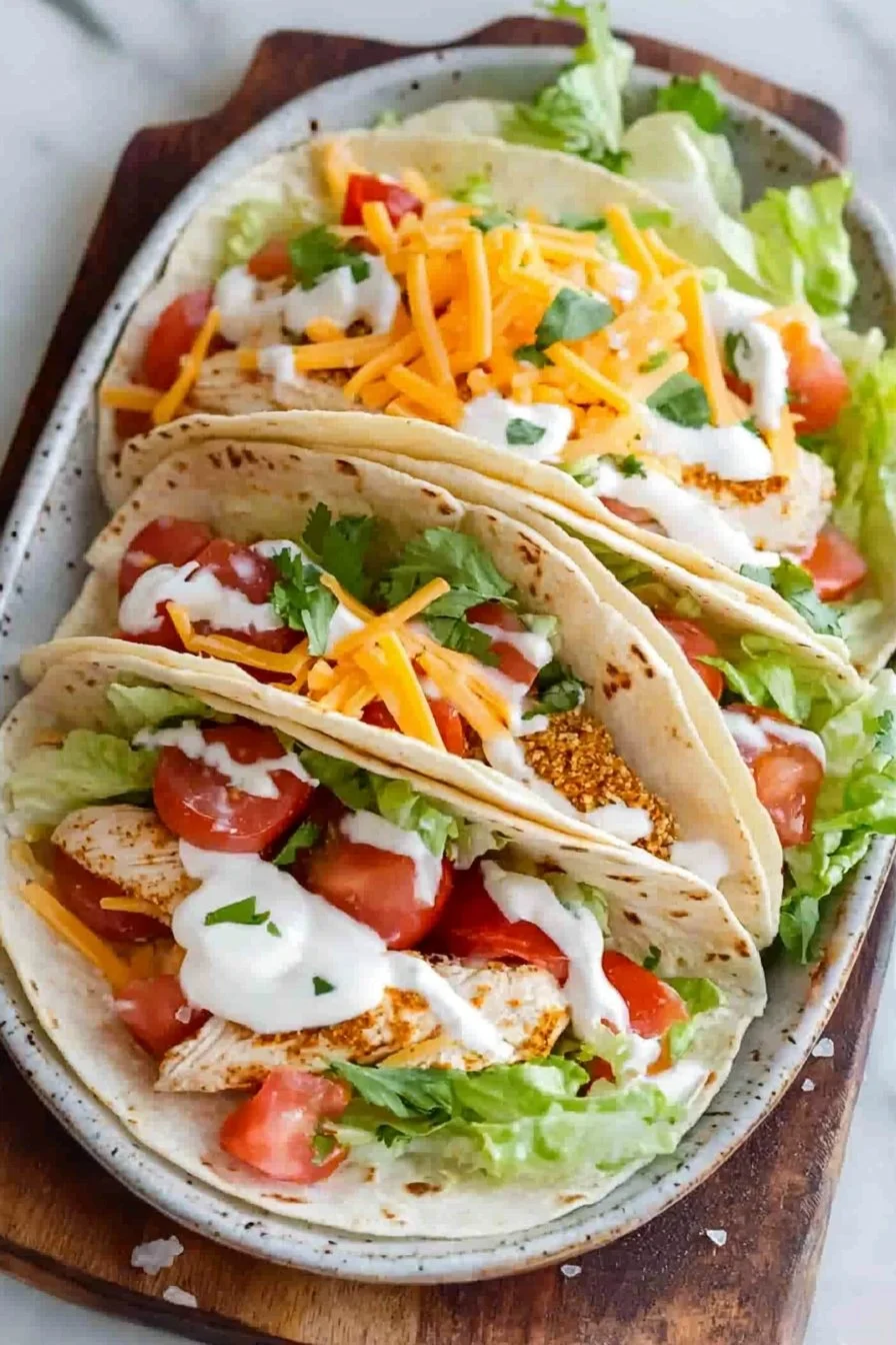 Einfache Hähnchentacos mit frischen Zutaten und würziger Soße