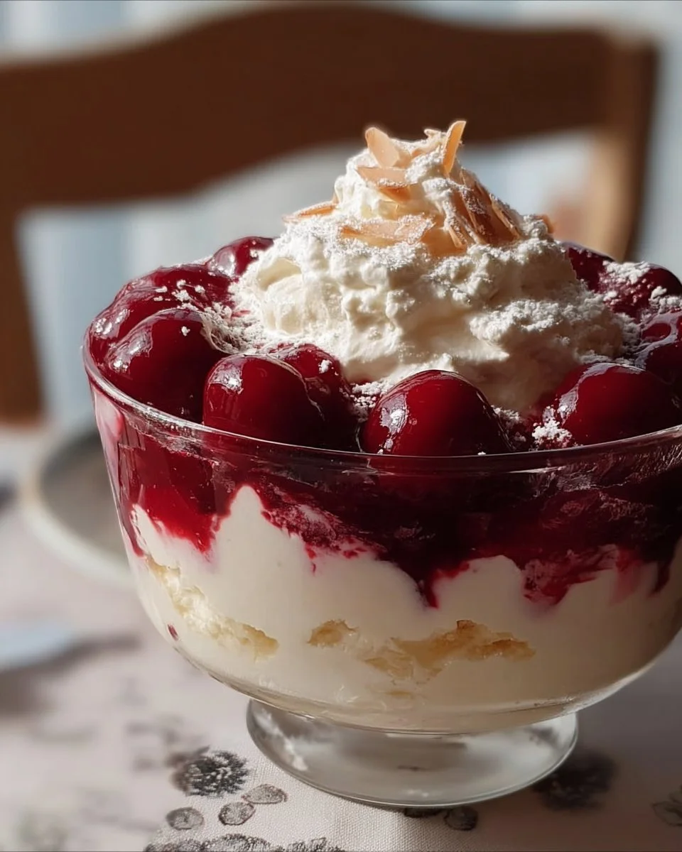 Engelscreme Dessert mit Kirsche