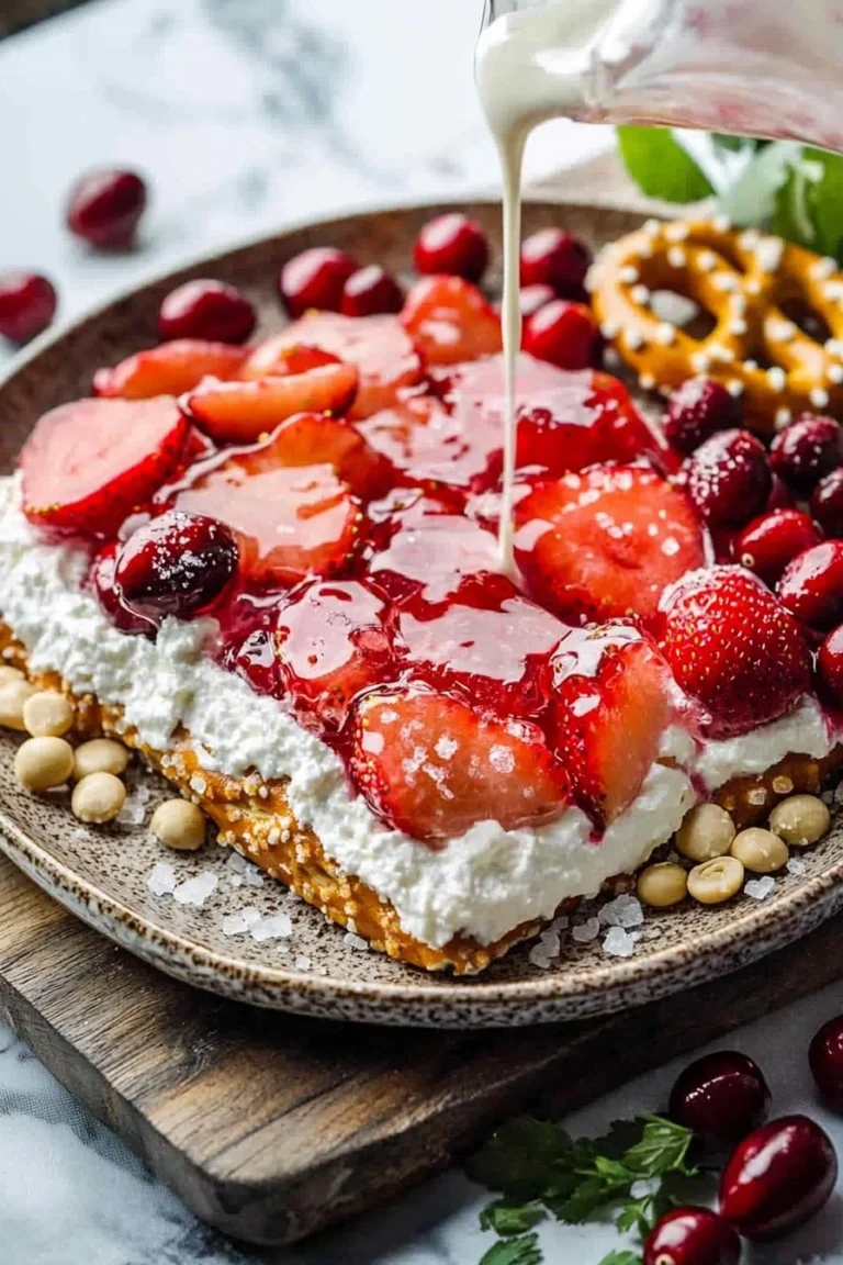 Erdbeer-Brezelsalat mit frischen Erdbeeren und knusprigen Brezeln
