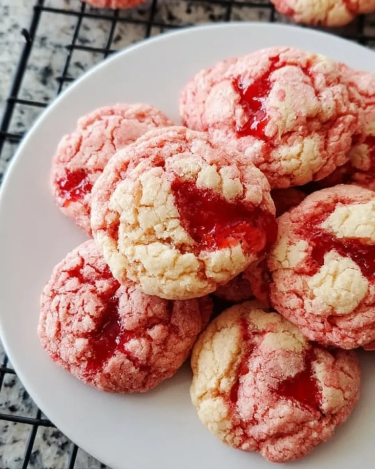 Erdbeer Butterkekse auf einem Teller, frisch gebacken und dekorativ angerichtet.