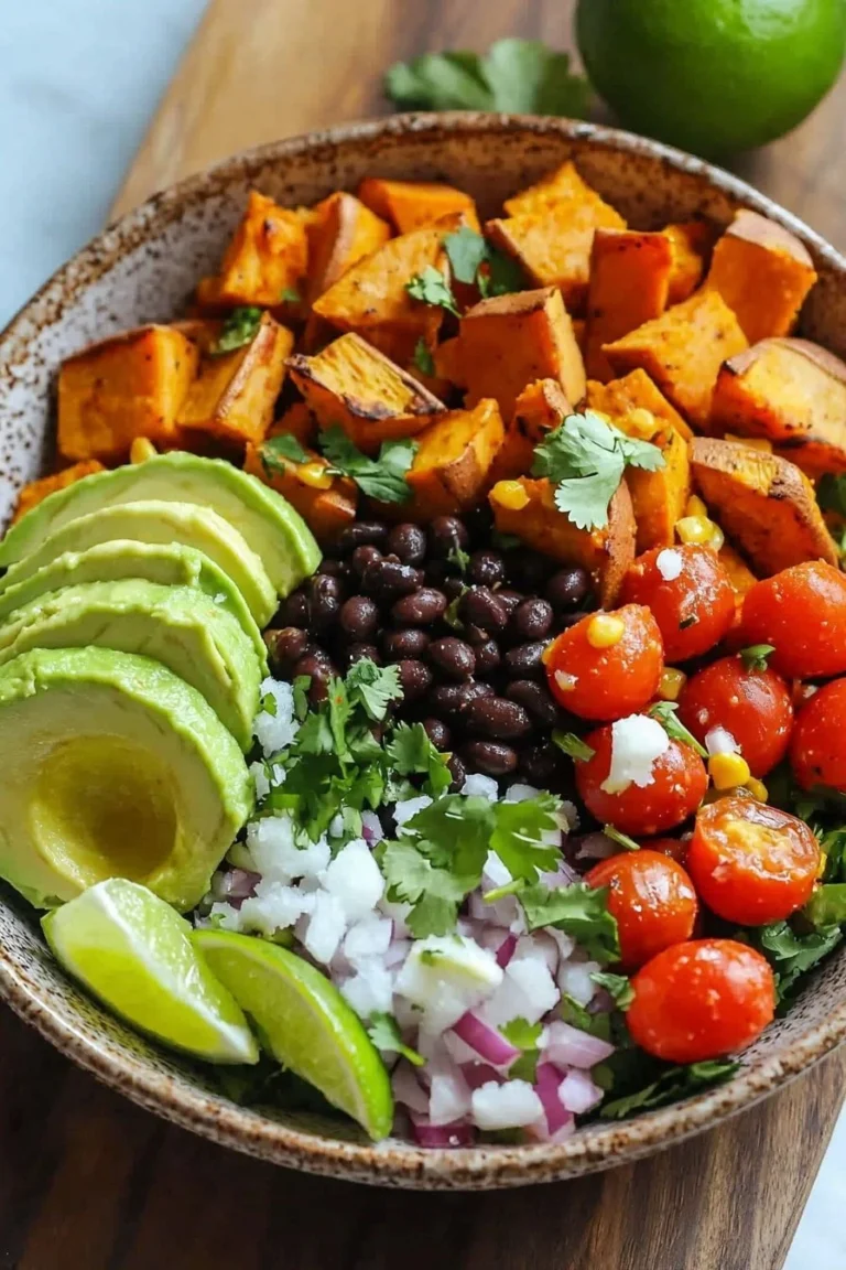 Gemütliche Süßkartoffel-Taco-Schüssel mit frischen Zutaten