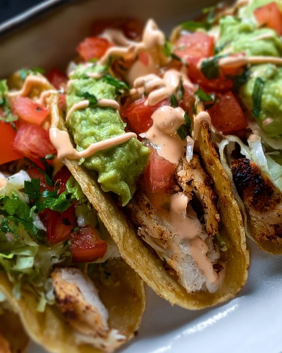Hähnchen-Straßentacos mit Guacamole und Chipotle-Aioli