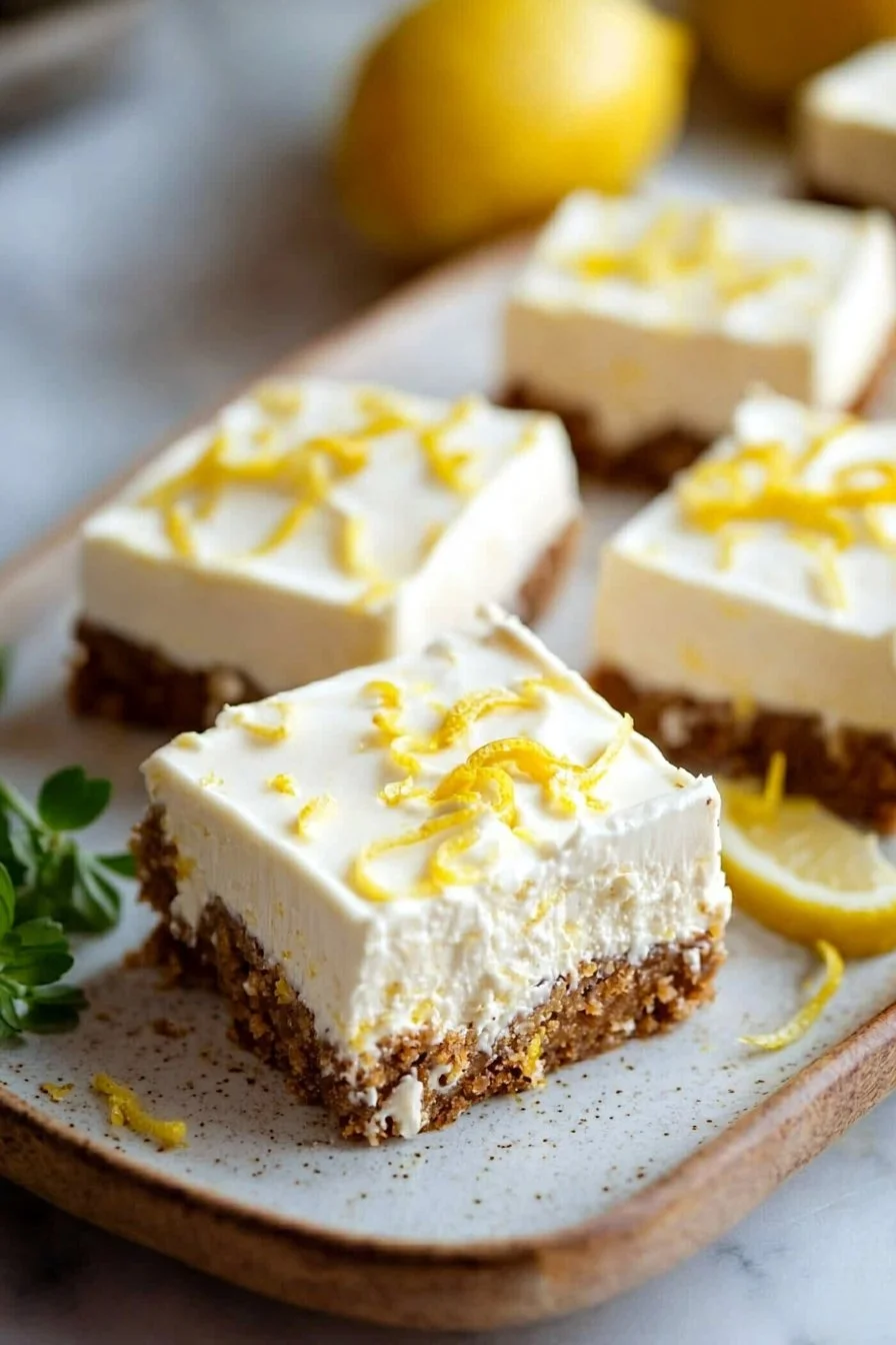 Hausgemachte No-Bake Zitronen-Käsekuchenriegel