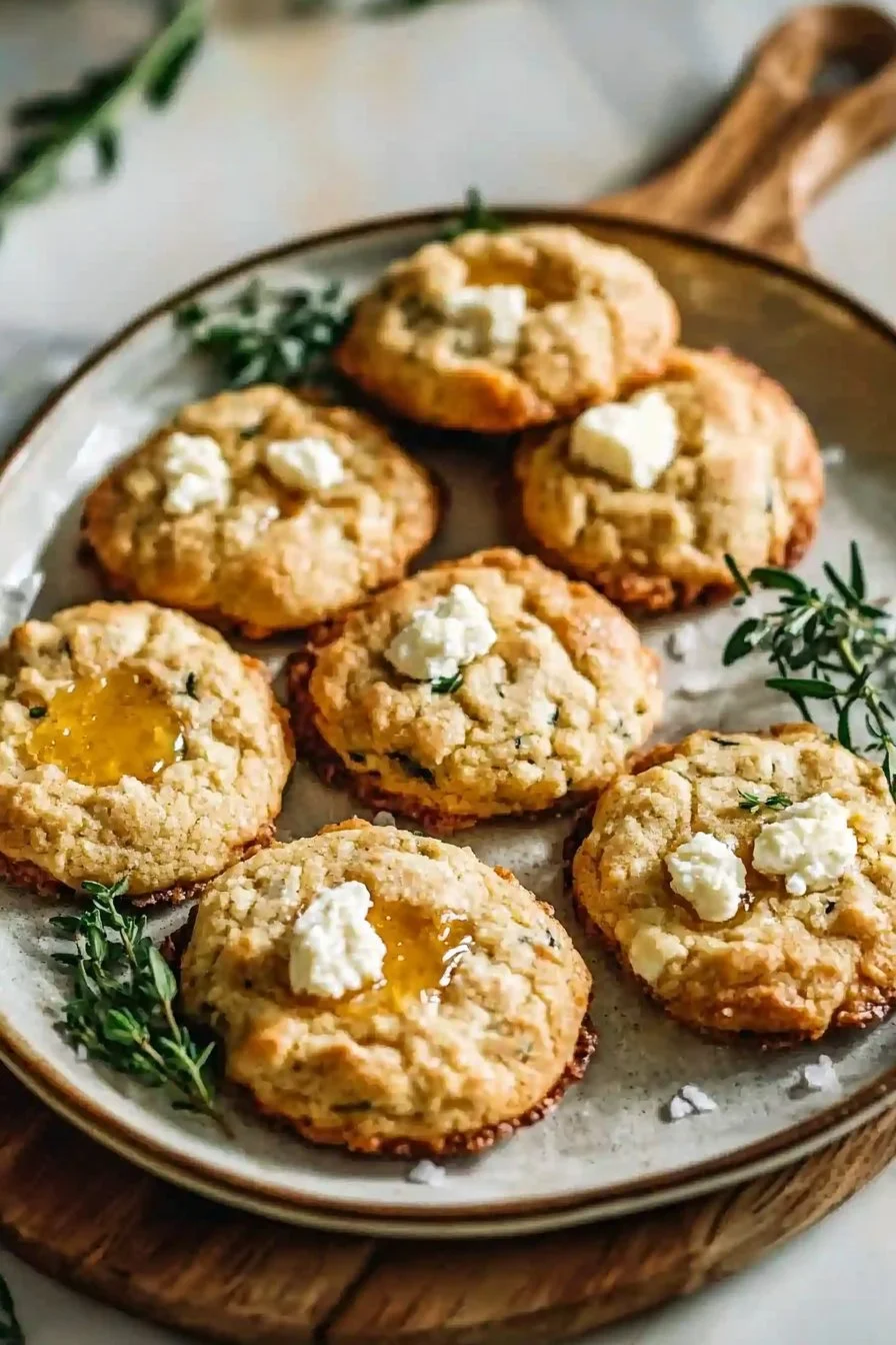 Leckere Käse und Honigkekse auf einem Teller, ideal für Snacks und Genuss
