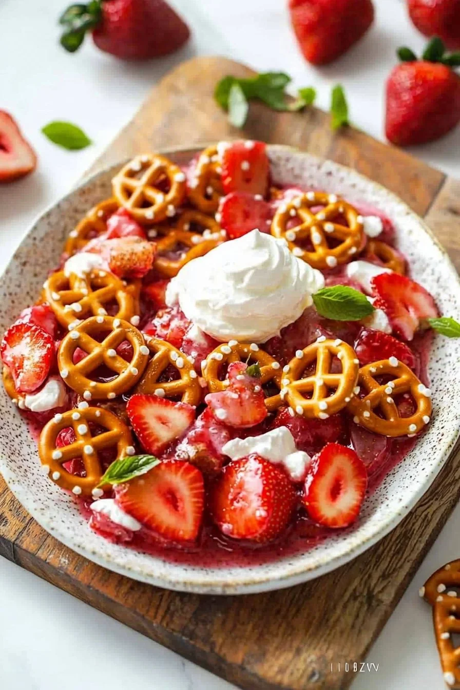 Klassischer Erdbeer-Brezel-Salat