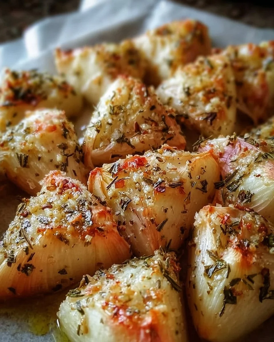 Leckere Knoblauch Ecken auf einem Teller serviert