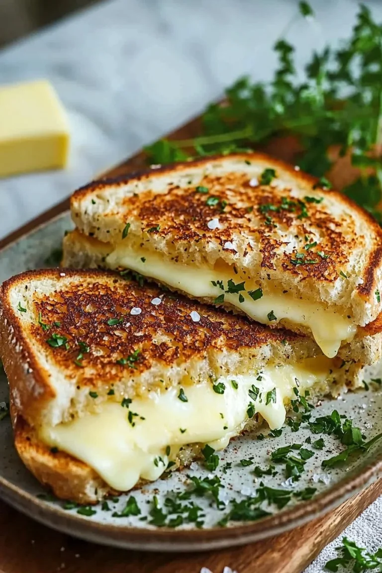 Leckeres Knoblauchbrot mit geschmolzenem Grillkäse, perfekt für Grillabende.