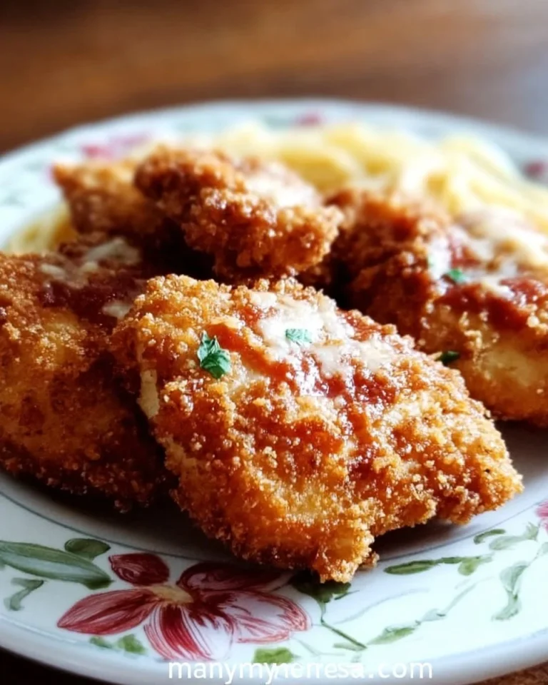 Knusprig gebackenes Hühnchen auf einem Teller serviert
