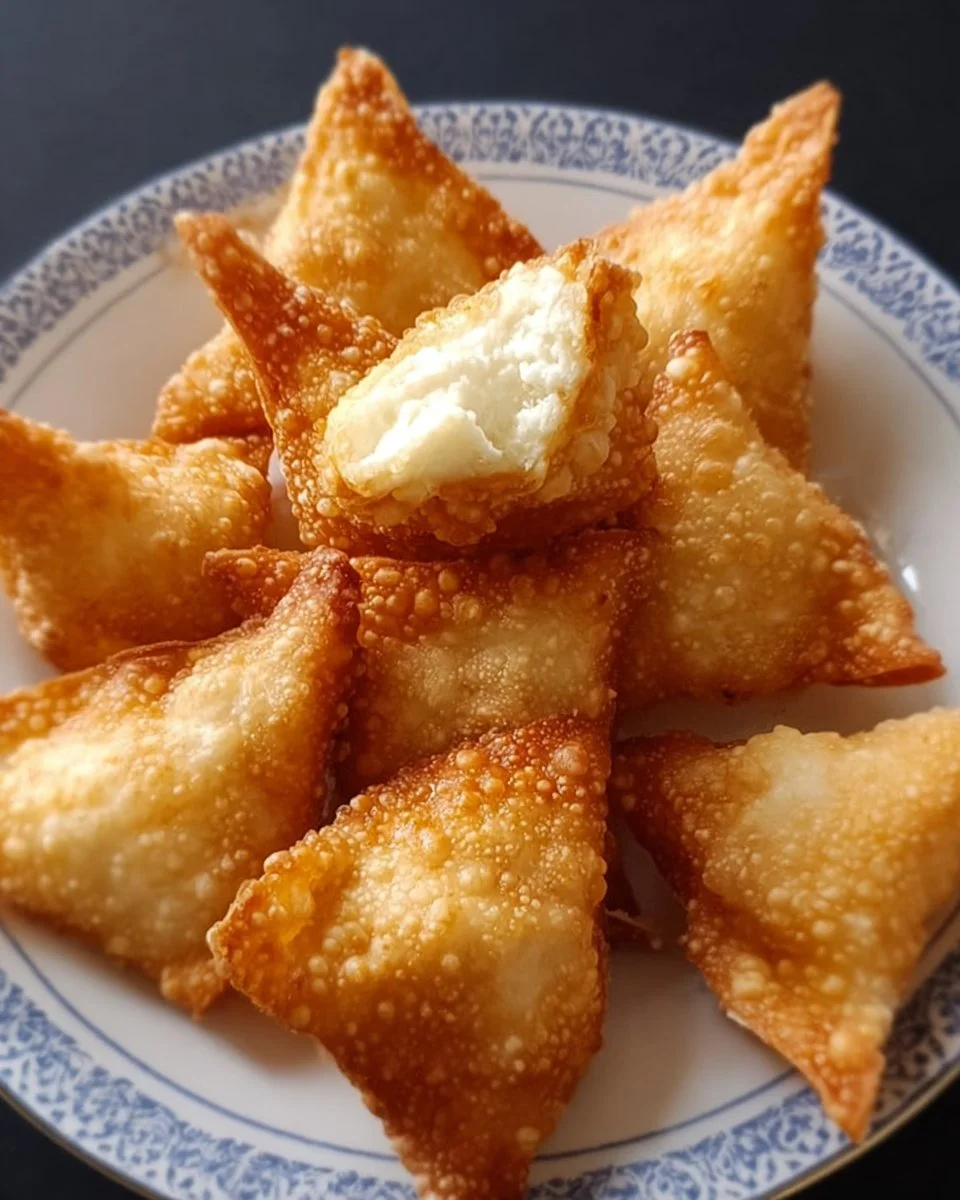 Knusprige Käse-Wontons serviert mit Dips