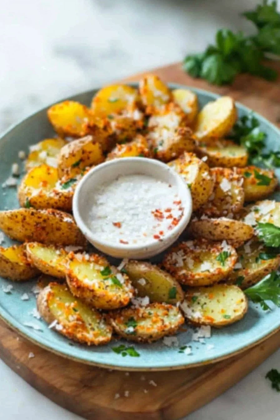 Knusprige Parmesankartoffeln gebacken mit frischem Parmesan und Gewürzen