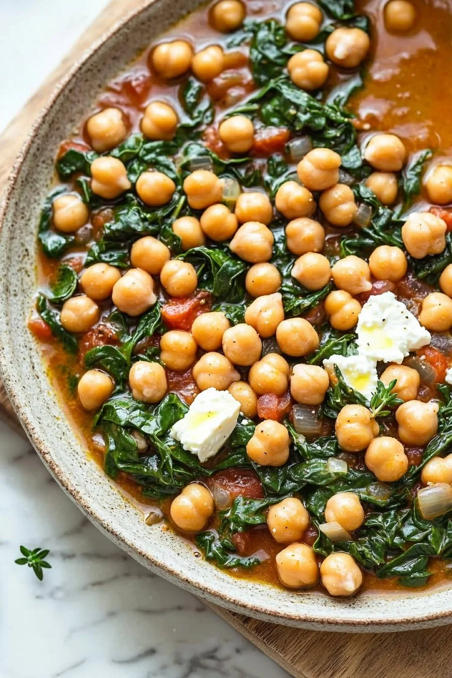 Mediterranean Chickpea Stew with Spinach and Feta