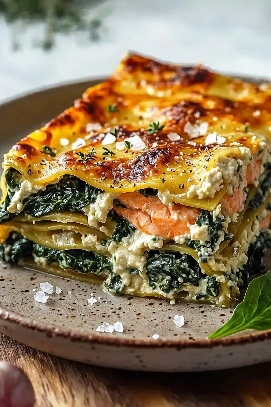 Protein-reiche Lachs-Spinat-Lasagne