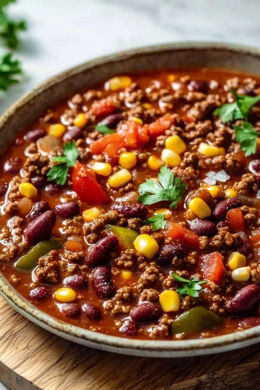 Proteinreiches Chili con Carne mit Bohnen und Gewürzen