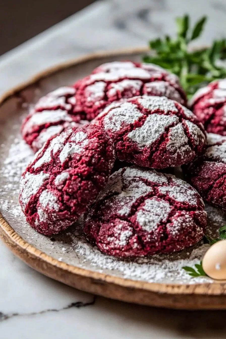 Leckere Rote Samt-Krümelcookies auf einem Teller