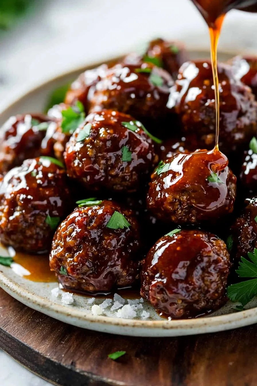 Saftige Honig-Knoblauch BBQ Rindfleischbällchen aus dem Crockpot