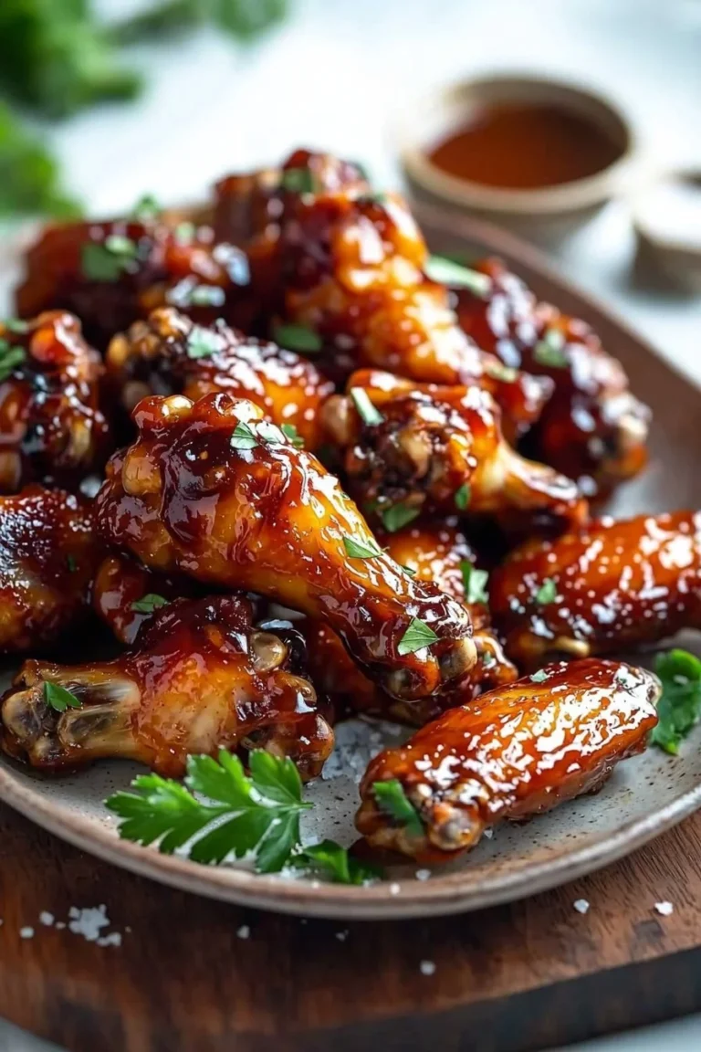 Säuerlich knusprige Honig BBQ Hähnchenflügel aus dem Ofen