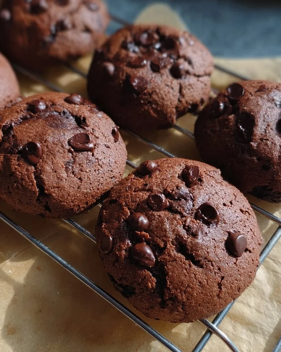 Schokoladen-Protein-Kekse auf einem Teller, proteinreiche Snacks für Fitness